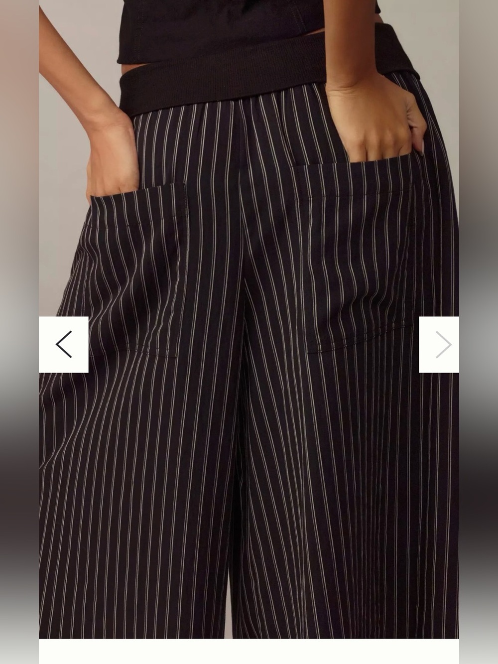 Anthropologie Black Pinstripe Wide-Leg Crop Pants - Picture 9 of 9